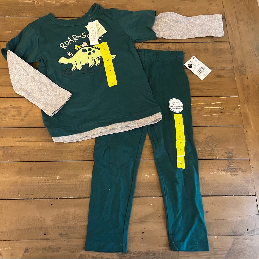 NWT 4T George green Dino matching set